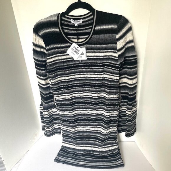 Opening Ceremony Wool Mini Dress Womens Medium Bodycon Long Sleeve Stripe - Picture 4 of 10